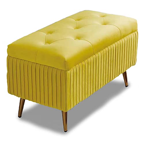 BAKAJI Puf, baúl, Banco, contenedor, reposapiés, Dormitorio, Revestimiento de Terciopelo Rectangular, Suave, Espacioso, sofá portaobjetos Que se Puede Abrir, Relleno de Estructura de Madera espaciosa