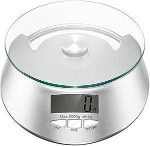 ININOSNP Digitale Küchenwaage Glas 5KG/1G Präzision