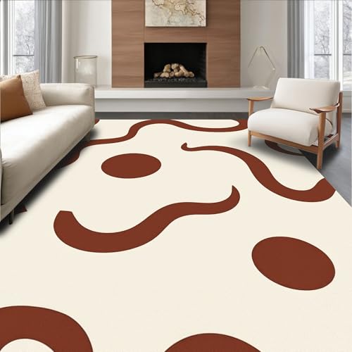 ODIKA Flatwoven Area Rug 4x6 ft, Minimalist Shapes in Flowing Abstract Arrangement, Non Slip, Stain Resistant, Washable High Traffic Area Rugs for Living Room, Bedroom Decor