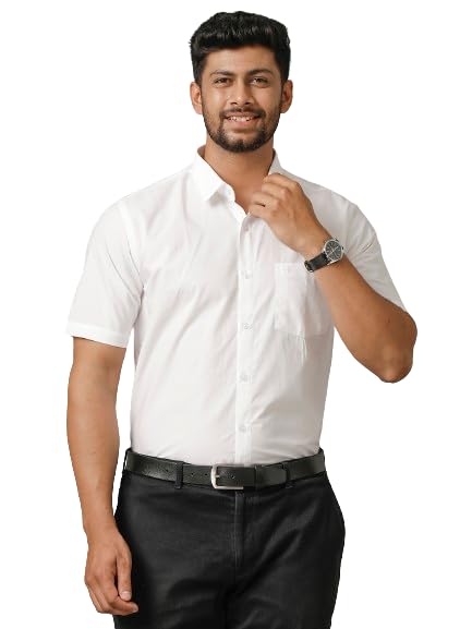 ramraj cotton White Polycotton Formal Half Sleeves Shirt for Men-picture-18
