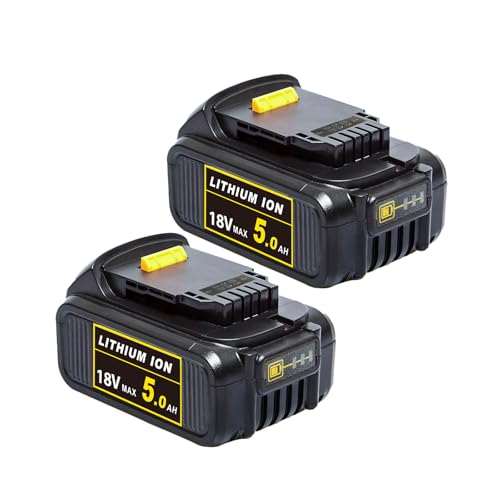 Image of 2 Pcs 18V 5.0AH Battery XR Replacement Battery for Dewalt DCB Series DCD Series DCF Series DCG Series DCS Series; Compatible with Dewalt 18/20V power tools