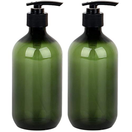 Beomeen 17oz Empty Pump Bottle 2 Pack Large Plastic Bottle Dispenser Refillable Containers with Pump for Lotion Shampoo Soap (Green)