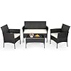FDW Patio Furniture Set 4 Pieces Outdoor Rattan Chair Wicker Sofa Garden Conversation Bistro Sets for Yard,Pool or Backyard