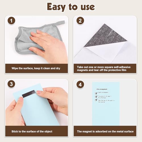 300 Stück Magnetplättchen Selbstklebend, 10 x 10 mm Verdickter Magnete zum Kleben Flach Magnetstreifen Klebemagnete für Schule Büro Familie Kühlschrank Whiteboard