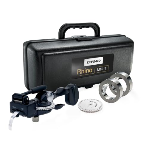 DYMO - Etiquetadora Rhino D101105, Kit de Sistema de Estampado de Cinta metálica 1011, 1 Tarjeta (M1101) Negro