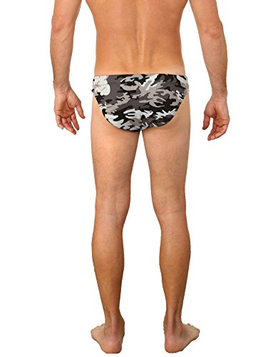 UZZI Men's Camo Basic Swim Shark Bikini Swimwear Black (Small)2