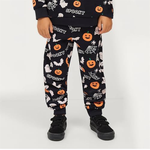 BILIKEYU Toddler Boys Halloween Outfits Pumpkins Graphic Elastic Waist Casual Jogger Sweatpants Holiday Clothes2