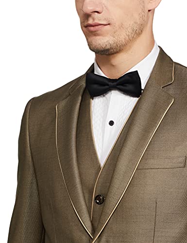 Image of Raymond Polyester Blend Men's Full Sleeve Contemporary FIT Medium Fawn Formal Suit