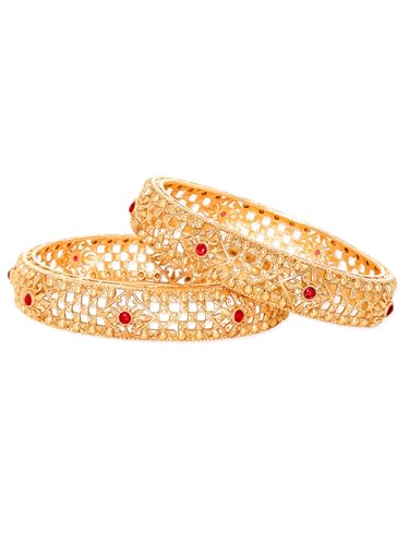 Image of Rubans Gold Plated Set of 2 Bangles Handcrafted Traditional Stylish Trendy Jewellery Gift for Women & Girls