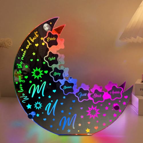 Lámpara de espejo personalizada luna y estrella para madre