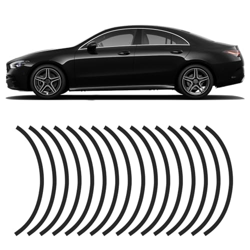 YUPIKJI 16PCS 17\'\'-19\'\' Reflective Wheel Rim Stripe Decal, Car Tire Decals, Car Wheel Night Safety Warning Stickers, Auto Tire Rims Decoration Sticker Fit for Most Vehicles (Black)