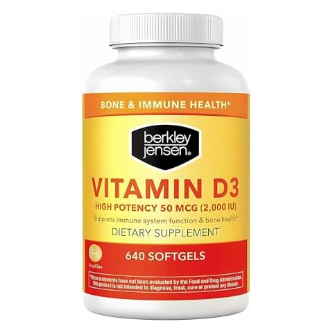 berkley jensen High Potency Vitamin D3 2000IU (50 mcg) (640 Softgels), Dietary Supplement for Teeth, Muscle, Immune Function, and Bone Health, for Men and Women, Made in USA, 640 Day Supply Cover