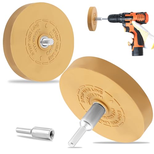2 Stk Folienradierer mit Adapter Radierscheibe Gummi Radierscheiben Akku-Schrauber Folien Radierer Felgen Gummi Aufkleber Radierer Auto Folienradierer für Bohrmaschine Entfernen ​von Folien