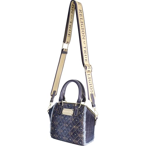 True Religion Crossbody Bag, Women's Faux Leather Mini Handbag with Adjustable Shoulder Strap, Beige, One Size