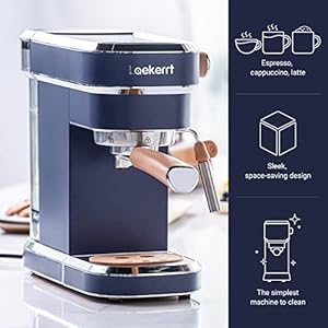 Laekerrt espresso machine expresso coffee machines 20 bar cafetera espresso with milk frother steam wand for home compact small stainless steel coffee maker for latte and cappuccino blue  urban country home decor