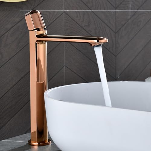 Mitigeur de lavabo or rose en laiton haut de gamme pour salle de bains moderne