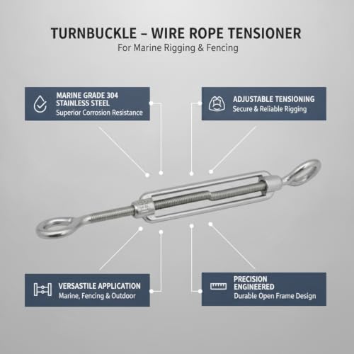 Tensor para cable de acero de 304 acero inoxidable para aparejos marinos y aplicaciones de cercado miniatura 5