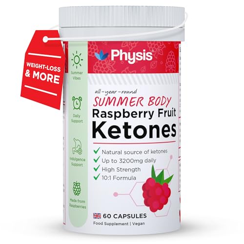 Physis Raspberry Ketones Summer Body | Keto Supplement | High Strength 3200mg Fruit Extract | Diet & Lifestyle Support | Natural Clean Ingredients | British Manufactured | 60 x Vegan Capsules