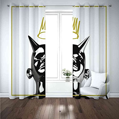 Rideaux à oeillets 100% polyester occultant 3D art statue noire - 5