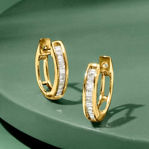 Ross-Simons 0.10 ct. t.w. Diamond Huggie Hoop Earrings in 18kt Gold Over Sterling3