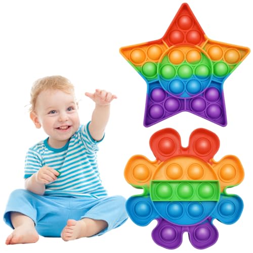 2 Pcs Push and Pop Bubble Sensory Fidget Toy, Squeeze Sensory Toys, Silicone...