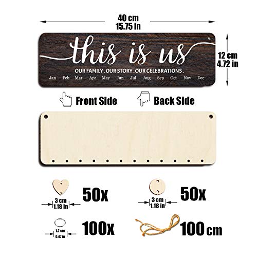 Birthday Calendar Wall Hanging,Family Birthday Plaque With Tags,This Is Us Birthday Board,Gift For Grandma Mom #TOP2