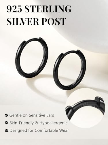 Image of Silvora 14K Gold Plated Huggie Hoop Earrings for Women, Small Sterling Silver Hoops, Hypoallergenic Cartilage Earrings for Sensitive Ears 8 /10 /12 /14 /16 /18 /20MM