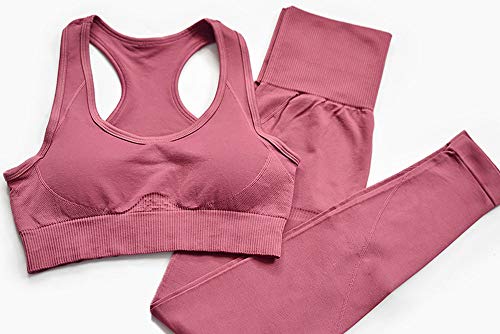 Hotexy Women\'s Workout Outfit 2 Pieces Seamless Yoga Leggings with Sports Bra Gym Clothes Set - Thumbnail 2
