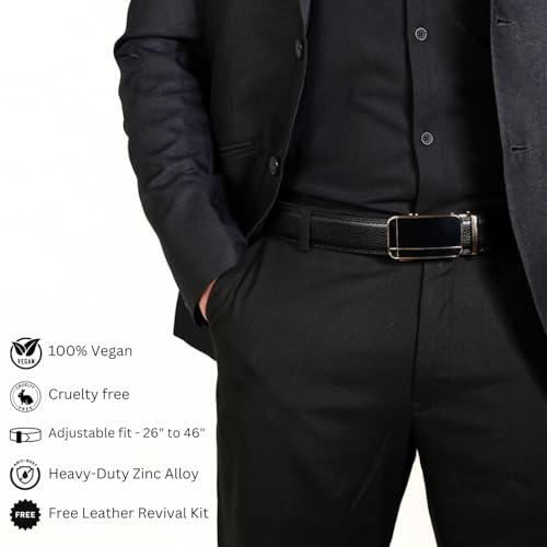 Image of Men's Vegan Leather Belt | FREE Vegan Leather Revival Kit | Cross Gold (Brown)