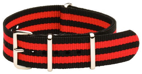 Clockwork Synergy® Classic Nylon Ballistic watch straps bands (20mm, Black/Red)