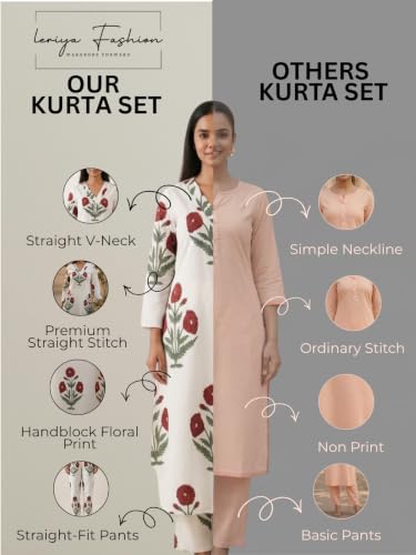 Image of Leriya Fashion Kurti Set for Women | Elegant Kurta Sets for Woman | Festive Co Ord Set for Women Stylish | Floral V-Neck Straight Pant Silhouette for Daily Travel Comfort Office Outfits
