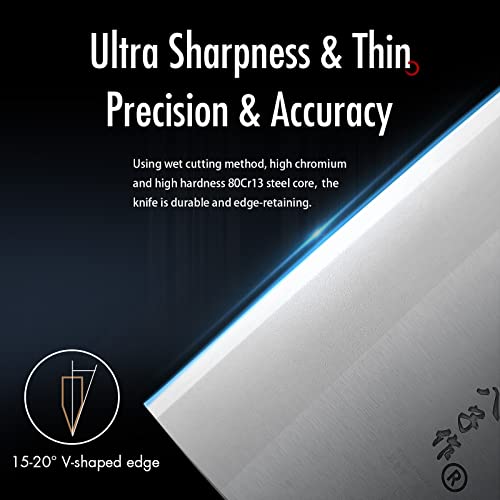 Shi Ba Zi Zuo Cleaver Knife Meat Cleaver 8-Inch Professional Chef Knife Stainless Steel Vegetable Knife Safe Non-Stick Finish Blade With Anti-Slip Wooden Handle thumb #3