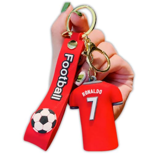 Image of Football jersey Keychain | Ronaldo key chains | messi Keychain | 3D Cute silicone key chain for bike men | soccer Keyring gifts for boys | anime key holder for bag