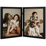 decorUhome Double 8x10 Picture Frame Vertical, Engineered Wood Bifold Photo Frame with Plexiglass for Tabletop Display, 8x10, Black