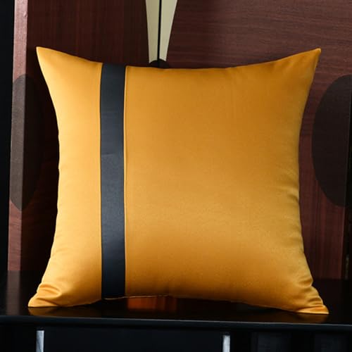 TTiiLoe サテンクッションカバー 芯付き、枕 ポリエステル カーシートクッション ソファ、椅子、ベッド、カウチ、ゴールド、50 x 50cm
