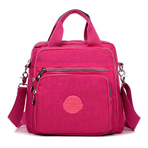 Bolsa Mochila Feminina Nylon Com Alça Removível Versátil Confortável Moderna Dia a Dia Rosa
