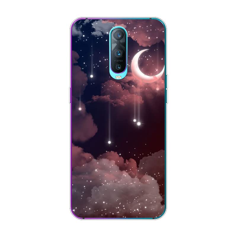 KARTXITAI Funda Silicone Case Compatible con OPPO RX17 Pro/R17 Pro, Carcasa de Silicona Cover, Gel Flexible,Regalo Original - Estrellas, Luna, Nubes, Cielo