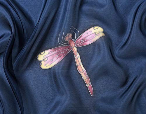Invisible World Women's 100% Mulberry Silk Scarf Long Hand Painted Dragonfly4