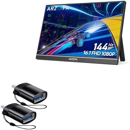 BoxWave Cable Compatible with ARZOPA Z1FC Portable Gaming Monitor (16.1 in) - USB-C to A PortChanger (2-Pack), USB Type-C OTG USB Portable Keychain - Slate Black image 3