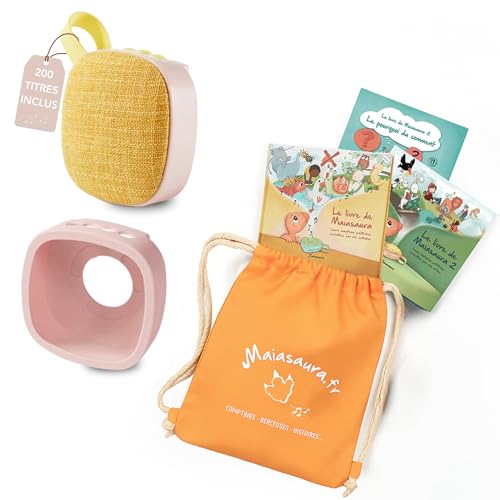 MAIASAURA Coffret Cadeau Boite à Histoires et Musique pour Enfant avec 200 Titres Inclus, Une Coque de Protection, Un Sac et 3 Livres | 10H d'écoute |...