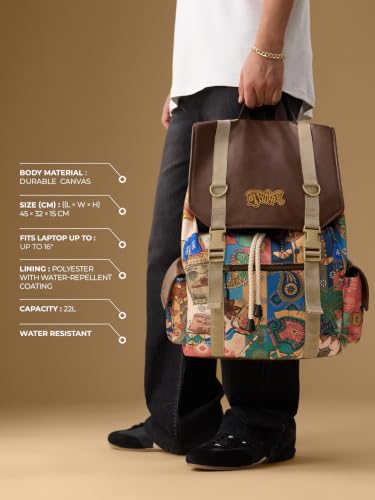 Image of The Souled Store TSS Originals: Musafir 2.0 Backpack | Durable Canvas 22L Water Repellent Rucksack with 16 inch Laptop & 11 inch iPad Sleeves for Men & Women