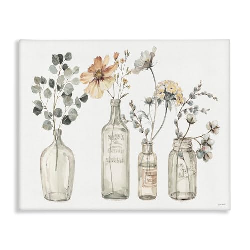 Stupell Industries Antique Floral Bouquets Flowers Glass Jar Painting, Canvas, 24 x 30