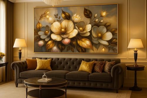 Impression sur toile florale dorée pour célébrer l'art de vivre chez soi