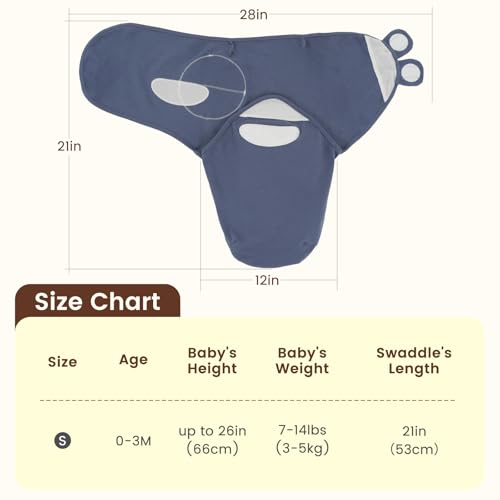 Image of PHF 100% Cotton Baby Swaddle Sleep Sacks for Newborn, 3 Pack Soft Breathable Baby Swaddle Sack 0-3 Months for Boys Girls, Easy Adjustable, Blanket Wrap, Newborn Essentials (Dinosaur)