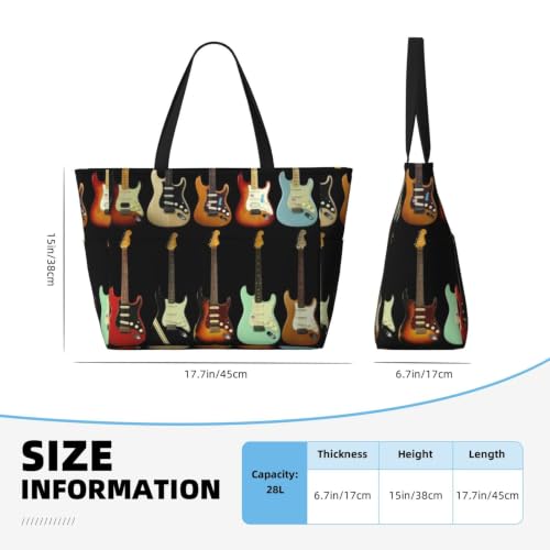 Bolsa ligera de viaje espaciosa con motivos de guitarra para camping y playa 6
