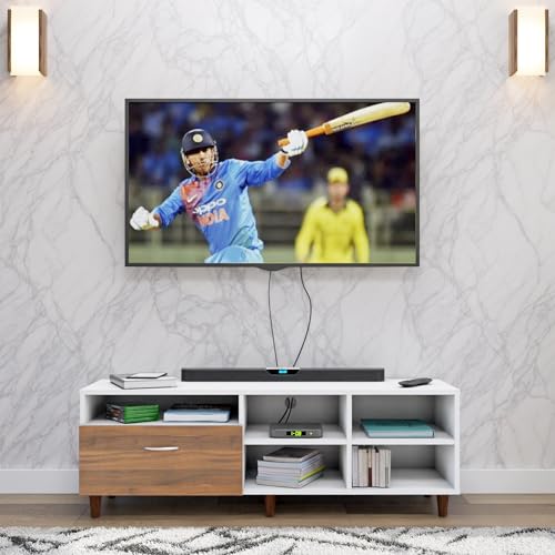 Image of VIKI Modern TV Unit for Living Room | Engineered Wood TV Cabinet with 1 Drawer Storage & 3 Open Shelves, S Entertainment Unit, 140W x 48H x 40D cm | DIY | 1 Year Warranty (White & Walnut)