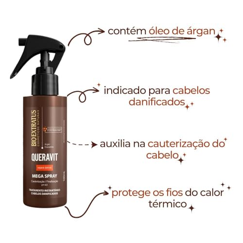 Mega Spray Queravit Bio Extratus 100ml Leave In P/Desembaraçar Finalizador Cabelos Danificados