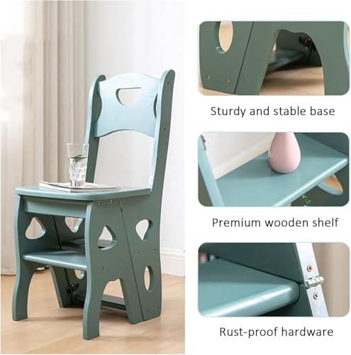 Silla de escalera plegable de madera con 4 peldaños y taburete multifuncional para biblioteca 8