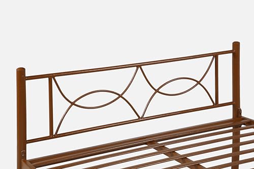 Image of Luno Metal King Size Bed Without Storage | Wrought Iron Double Bed with Headboard & Footboard | Sturdy Powder Coated Platform Bed King Size Cot for BedroomLivingRoom Brown (75x72)