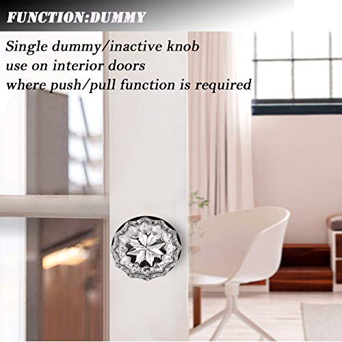 Knobelite (2 Pack Diamond Crystal Glass Interior Door Knobs Non-Locking,Dummy Door Knobs For French Doors,Round Crystal Glass Keyless Door Knobs Interior,Dummy Function,Matte Black #TOP1